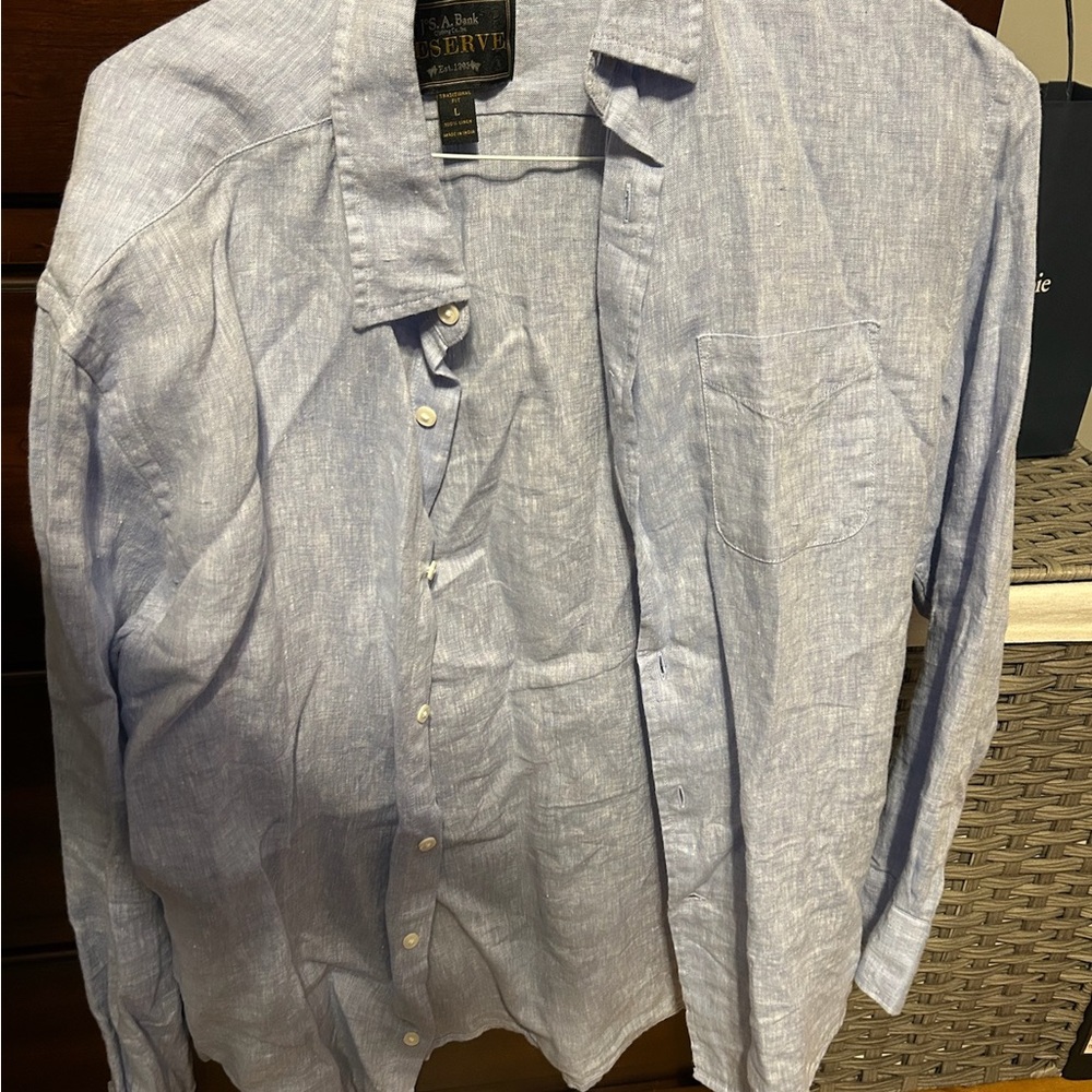 Reserved Blue Casual Button Down Shirt with Classic Collar